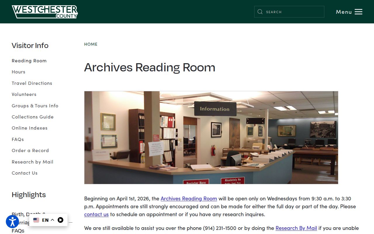 Yonkers previous residents reference for the Westchester County Archives reading room